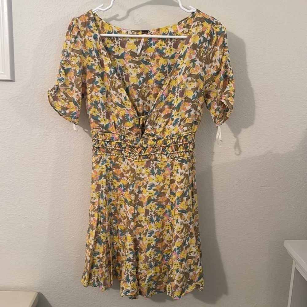 Free People Florence Floral Print Smocked Mini Dress